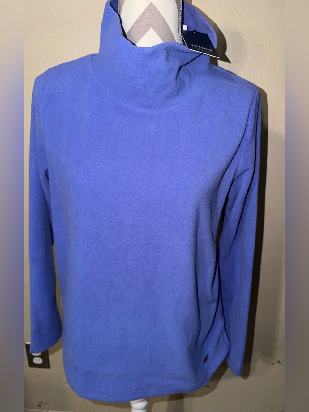 Jones New York Lavender Blue Fleece Turtleneck Pullover medium NWT